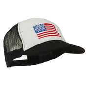 White American Flag Embroidered Two Tone Mesh Cap