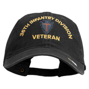 U.S. Army 36th Infantry Division Embroidered Washed Solid Pigment Dyed Cotton Twill Brass Buckle Cap - Black OSFM