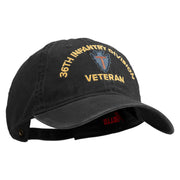 U.S. Army 36th Infantry Division Embroidered Washed Solid Pigment Dyed Cotton Twill Brass Buckle Cap - Black OSFM