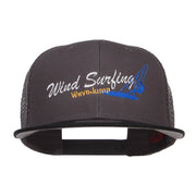 Wind Surfing Embroidered Snapback Mesh Cap