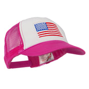 White American Flag Embroidered Two Tone Mesh Cap