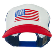 White American Flag Embroidered Two Tone Mesh Cap