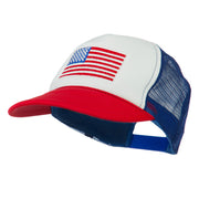 White American Flag Embroidered Two Tone Mesh Cap