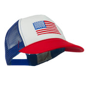 White American Flag Embroidered Two Tone Mesh Cap