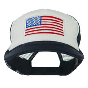 White American Flag Embroidered Two Tone Mesh Cap