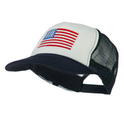 White American Flag Embroidered Two Tone Mesh Cap