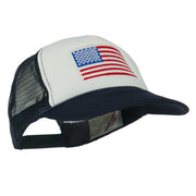 White American Flag Embroidered Two Tone Mesh Cap