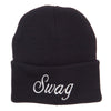 White SWAG Embroidered Long Beanie