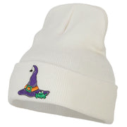 Witch Hat and Frog Embroidered Long Beanie