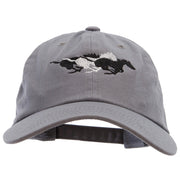 Wild Horses Embroidered Unstructured Cotton Twill Washed Cap