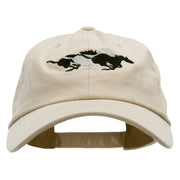 Wild Horses Embroidered Unstructured Cotton Twill Washed Cap