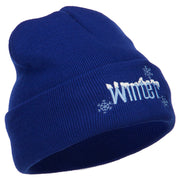 Winter with Snowflake Embroidered Long Beanie