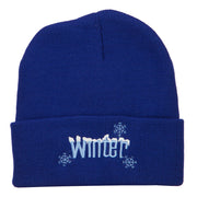 Winter with Snowflake Embroidered Long Beanie