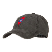 Taiwan Flag Map Embroidered Washed Cotton Twill Cap