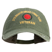 U.S. Army 37th Infantry Brigade Combat Team Embroidered Washed Solid Pigment Dyed Cotton Twill Brass Buckle Cap - Olive OSFM