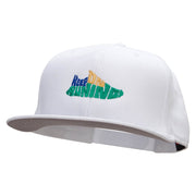 Keep On Running Embroidered Superior Cotton Twill Flat Bill Snapback Prostyle Cap - White OSFM