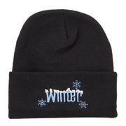 Winter with Snowflake Embroidered Long Beanie