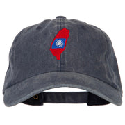 Taiwan Flag Map Embroidered Washed Cotton Twill Cap