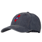 Taiwan Flag Map Embroidered Washed Cotton Twill Cap