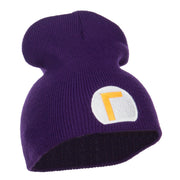 Circle Waluigi Embroidered Short Beanie