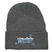 Winter with Snowflake Embroidered Long Beanie