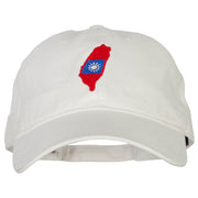 Taiwan Flag Map Embroidered Washed Cotton Twill Cap