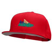 Keep On Running Embroidered Superior Cotton Twill Flat Bill Snapback Prostyle Cap - Red OSFM