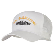 US Submarine Logo Embroidered Solid Cotton Mesh Pro Cap