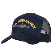 US Submarine Logo Embroidered Solid Cotton Mesh Pro Cap