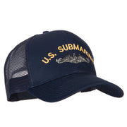 US Submarine Logo Embroidered Solid Cotton Mesh Pro Cap