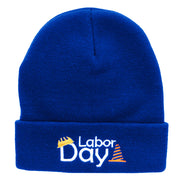 Labor Day Workers Embroidered 12 Inch Long Knitted Beanie