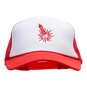 Red Firework Embroidered Foam Panel Mesh Snapback