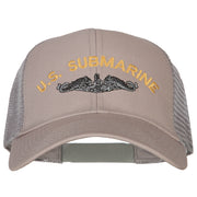 US Submarine Logo Embroidered Solid Cotton Mesh Pro Cap