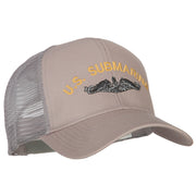 US Submarine Logo Embroidered Solid Cotton Mesh Pro Cap