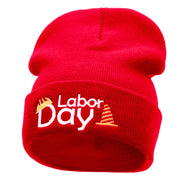 Labor Day Workers Embroidered 12 Inch Long Knitted Beanie