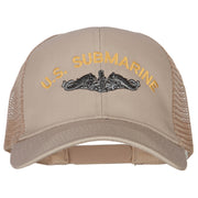 US Submarine Logo Embroidered Solid Cotton Mesh Pro Cap