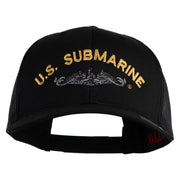 US Submarine Logo Embroidered Solid Cotton Twill Mesh Prostyle Cap - Black OSFM