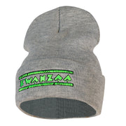 Neon Green Kwanzaa Throwback Embroidered Knitted Long Beanie