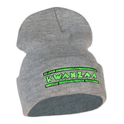 Neon Green Kwanzaa Throwback Embroidered Knitted Long Beanie