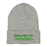 Neon Green Kwanzaa Throwback Embroidered Knitted Long Beanie