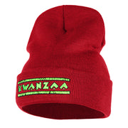 Neon Green Kwanzaa Throwback Embroidered Knitted Long Beanie