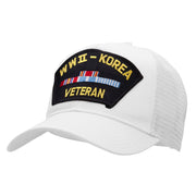 WWII Korea Veteran Fan Shape Patched Cotton Mesh Cap