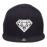 Diamond Embroidered Wool Flat Snapback Cap