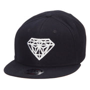 Diamond Embroidered Wool Flat Snapback Cap