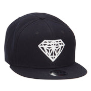 Diamond Embroidered Wool Flat Snapback Cap