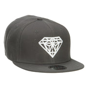 Diamond Embroidered Wool Flat Snapback Cap