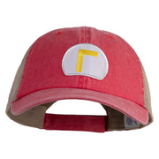 Waluigi Patched Washed Pigment Dyed Twill Trucker Cap - Red Tan OSFM