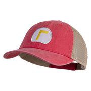 Waluigi Patched Washed Pigment Dyed Twill Trucker Cap - Red Tan OSFM