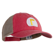 Waluigi Patched Washed Pigment Dyed Twill Trucker Cap - Red Tan OSFM