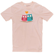 Owl Love Couple Cotton Short Sleeve Graphic Shirt